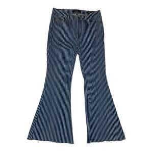 Judy Blue womens size 30 super flare jeans blue white stripe rodeo concert
